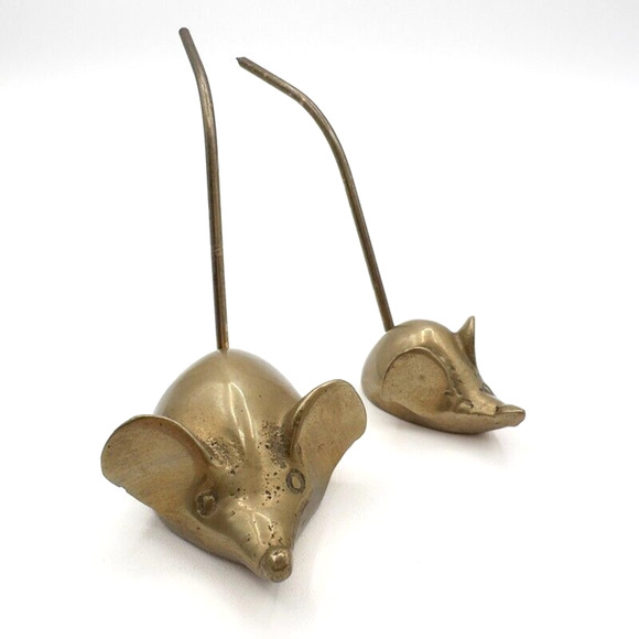 Brass Mouse Ring Holders or Receipt Holders Lot of Two Vintage Mid Century - Picture 11 of 13
